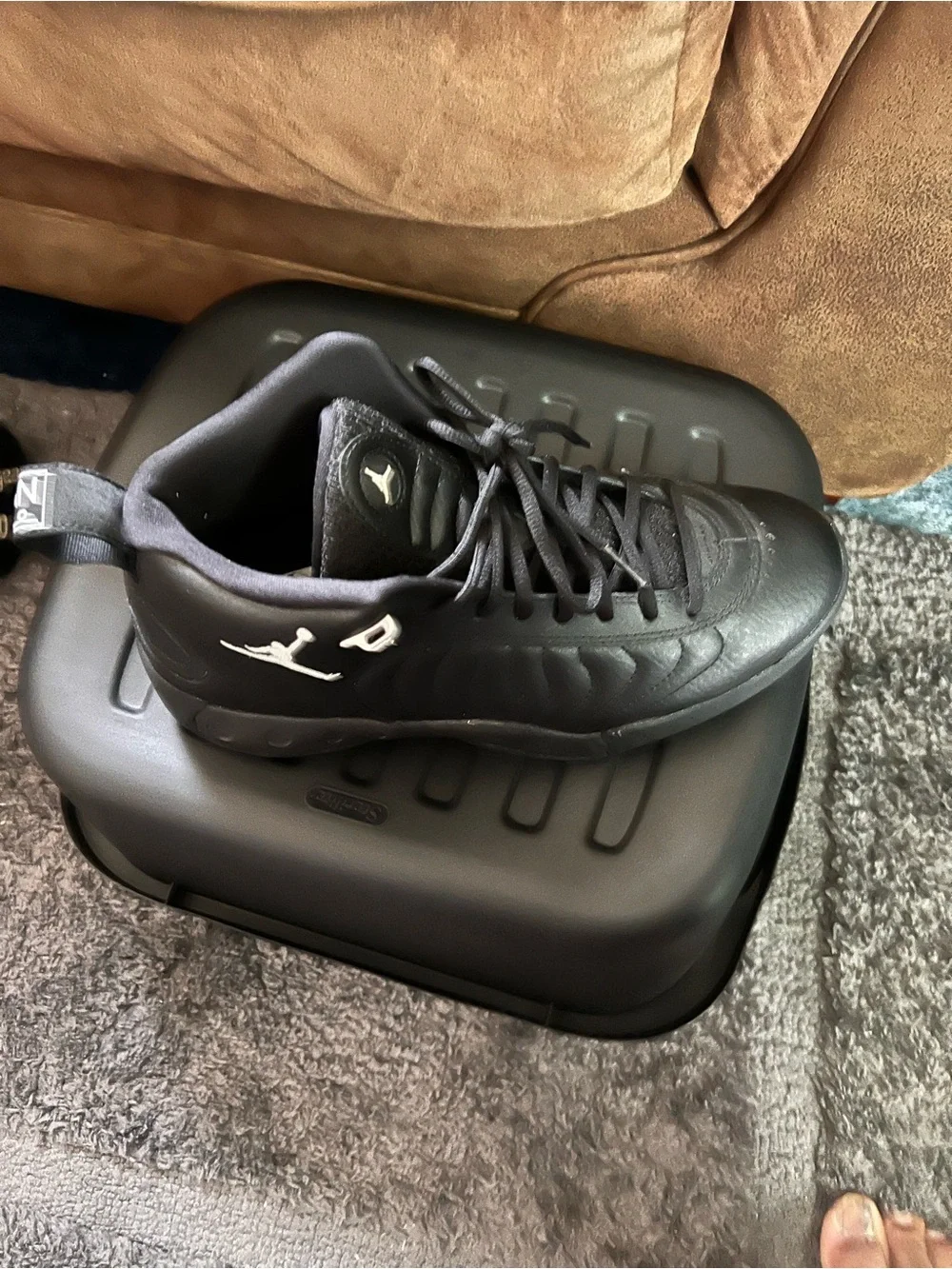 Jordan Men’s Black Leather High-Top Sneakers with Silver Jumpman